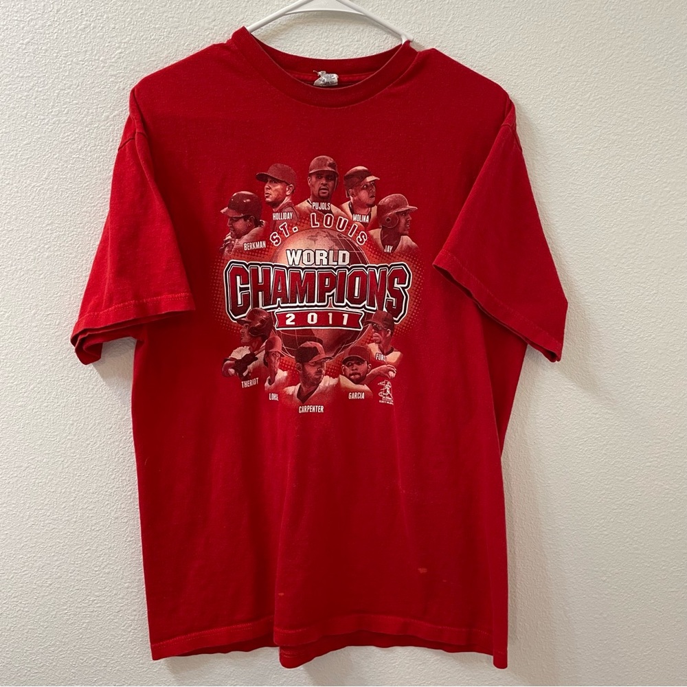 St. Louis Cardinals pujols World Series shirt red VTG large